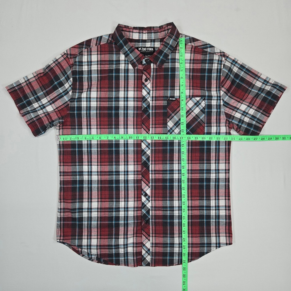 Zoo York Men XXL Plaid Button Shirt Red Black Blue Check Streetwear Skate Y2K - Picture 4 of 8